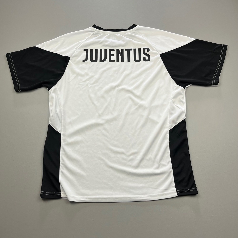 Juventus Soccer Jersey Mens XL White Black Raglan Short Sleeve Sport Shirt